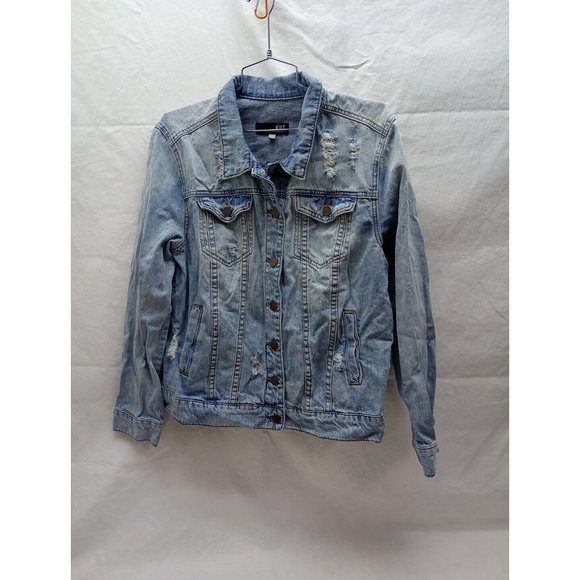 KUT From The Kloth AMELIA Distressed Denim Jean Jacket Size Medium - Picture 1 of 15